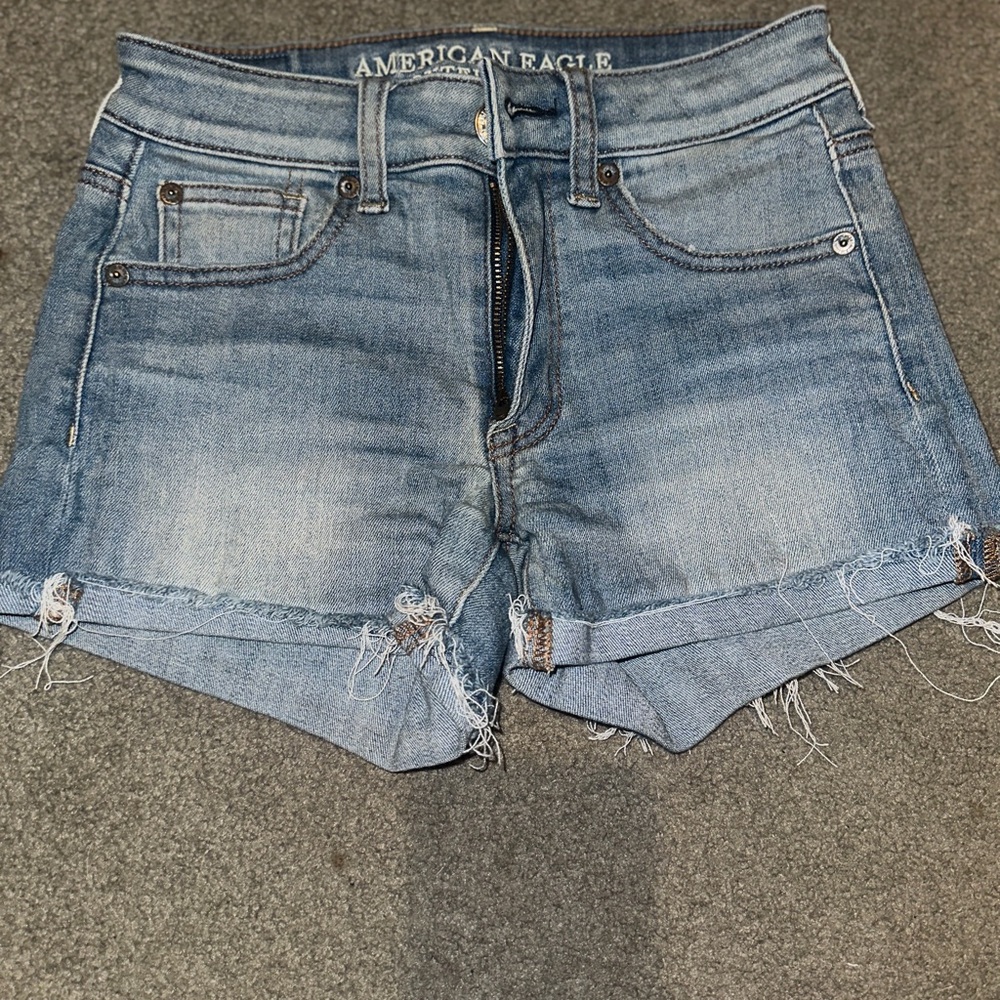 American Eagle Outfitters Women's Distressed Blue Jean Shorts